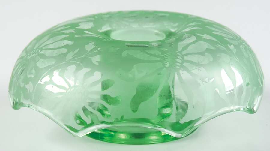 Brocade Green Rolled Edge Candlestick by McKee-1