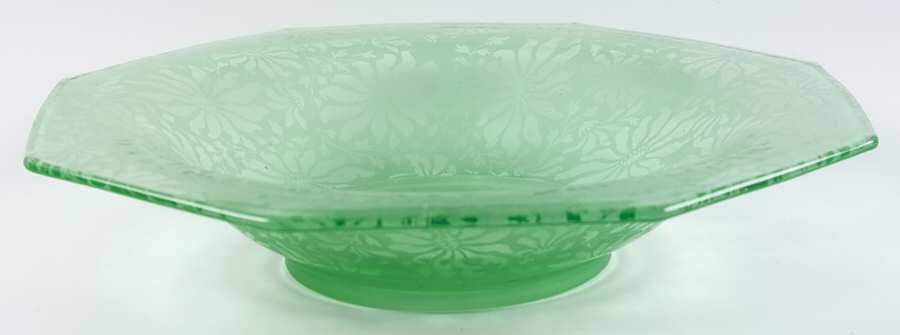 Brocade Green 12" Flared Bowl by McKee-1