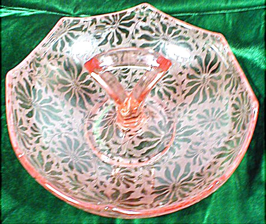 Brocade Pink Center Handle Tray by McKee-1