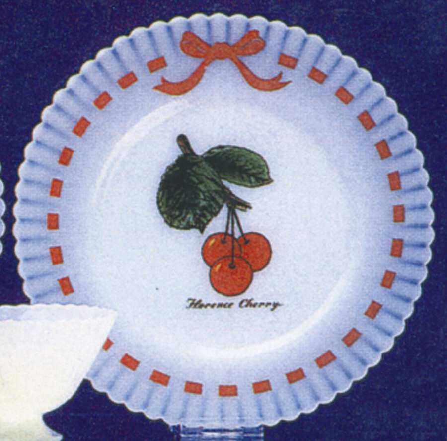 Petalware Fruit with Bows Monax 8" Salad Plate by MacBeth-Evans-1