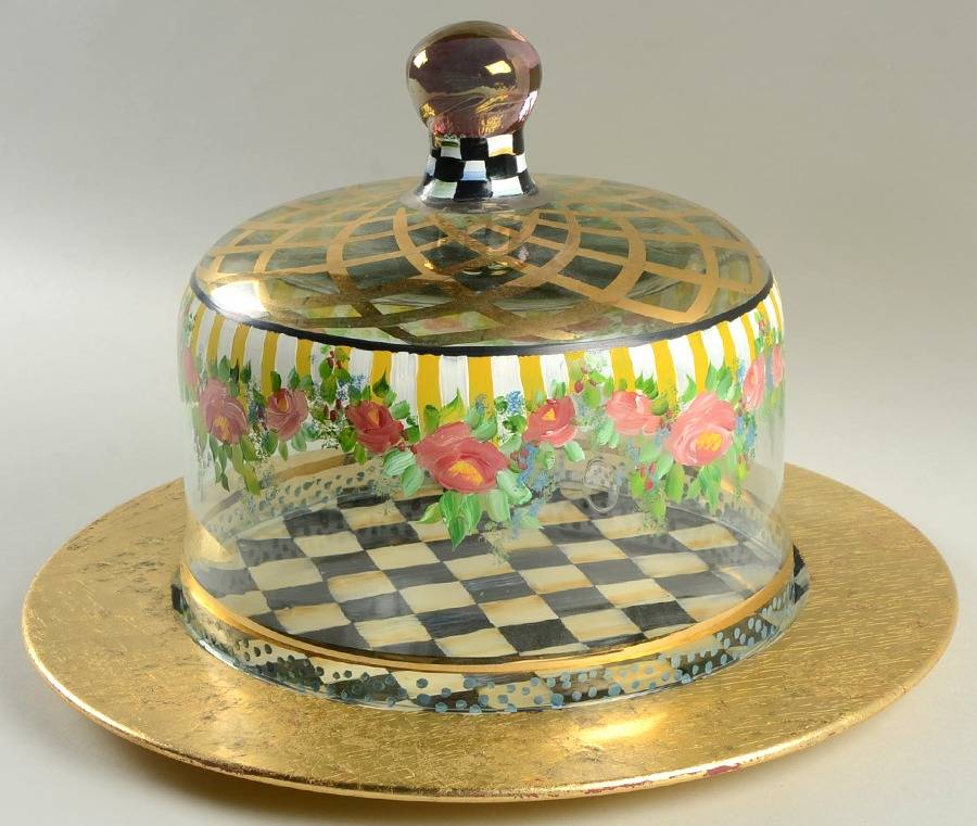 Circus Cake Pastry Dome W/Wood Charger by MacKenzie-Childs-1