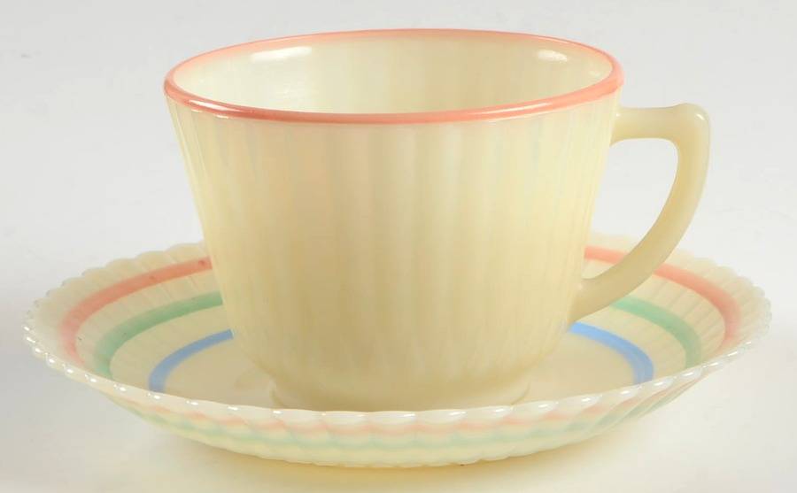Petalware Cremax Beige Pastel Dec. Cup & Saucer Set by MacBeth-Evans-1