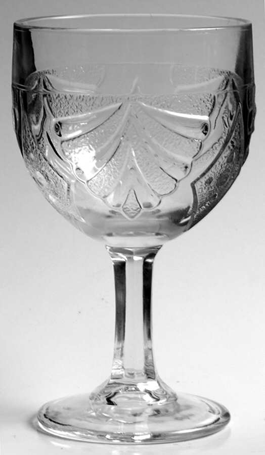 Fan with Diamond & Shell Water Goblet by McKee-1