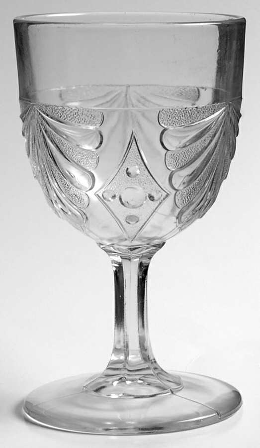 Fan with Diamond & Shell Water Goblet by McKee-1