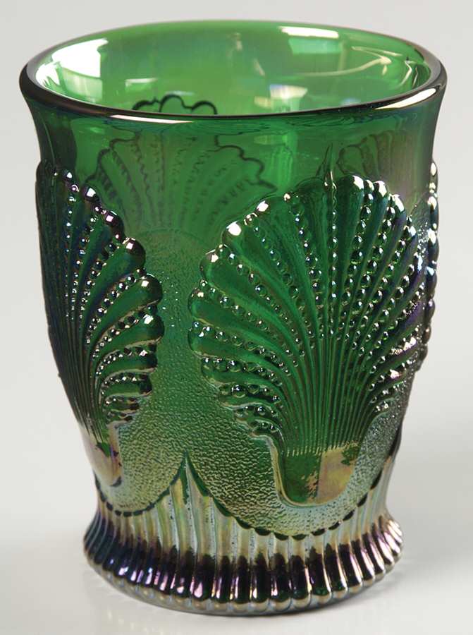 Shell Green Carnival Flat Tumbler by Mosser (Ohio)-1
