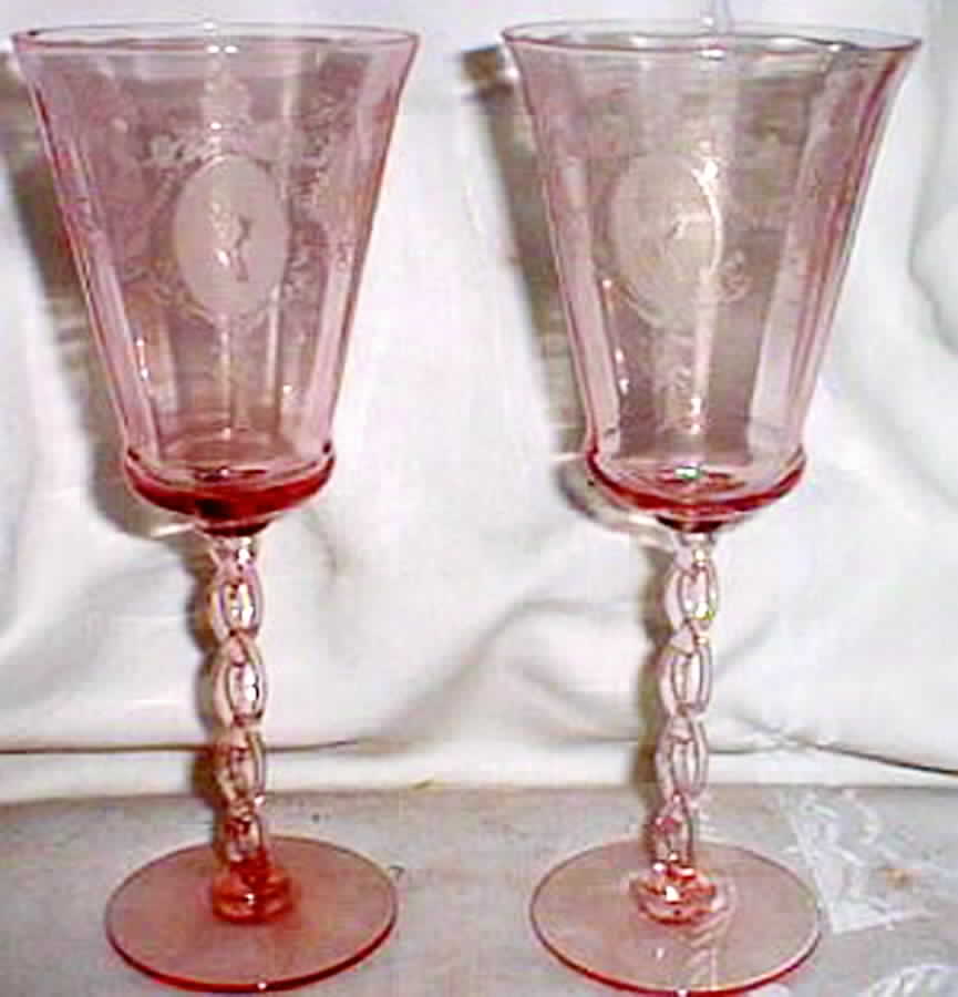 Elizabeth Pink Water Goblet by Morgantown-1