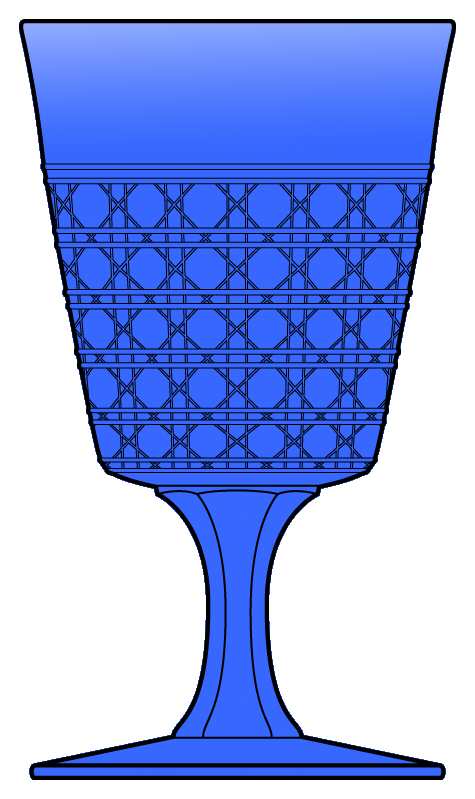 Cane Blue Water Goblet by McKee-1