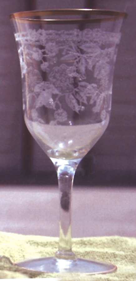 Cherry Blossom Clear (Gold Trim) Water Goblet by Morgantown-1