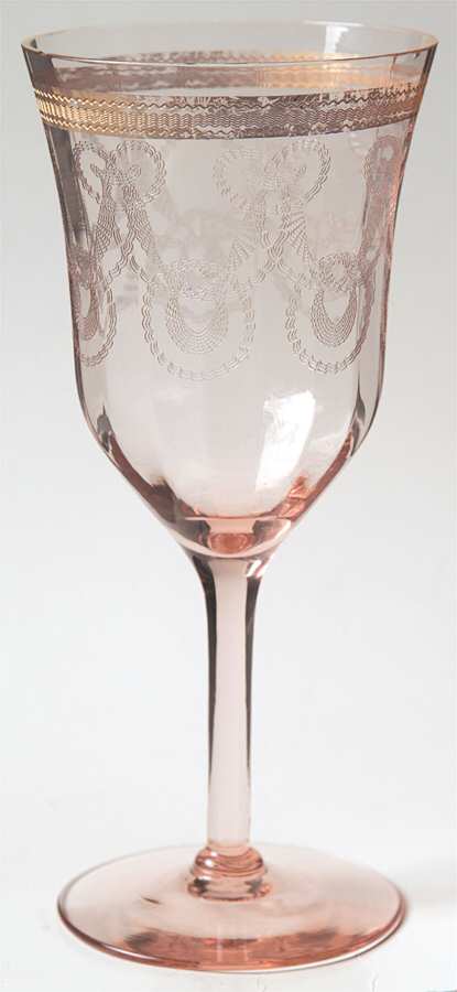 Necklace Pink (Stem 7577) (Gold) Water Goblet by Morgantown-1