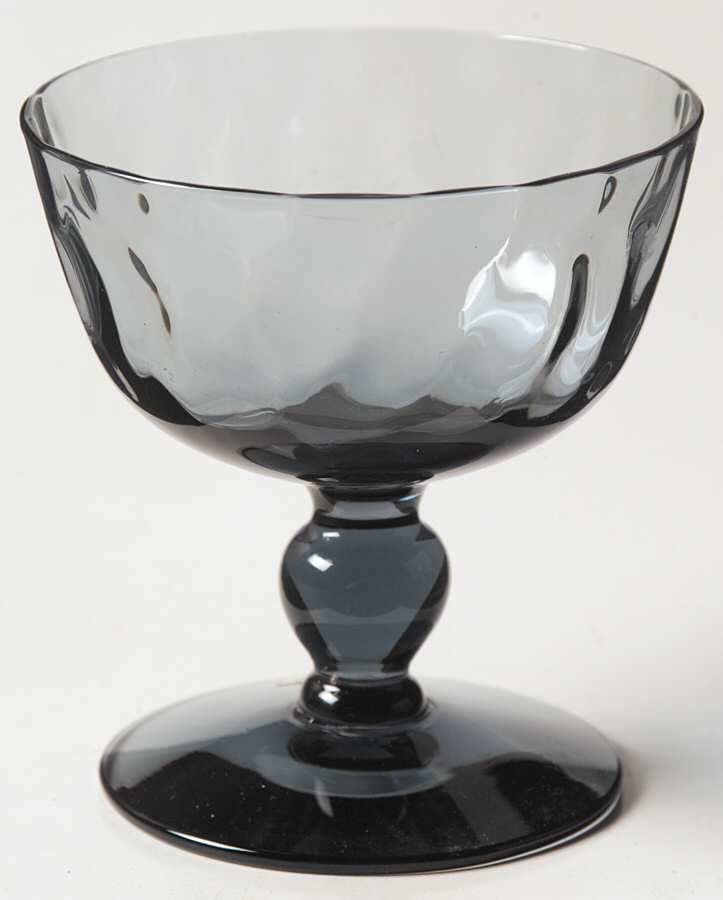Early American Steel Blue (Smoke) Champagne/Tall Sherbet by Morgantown-1