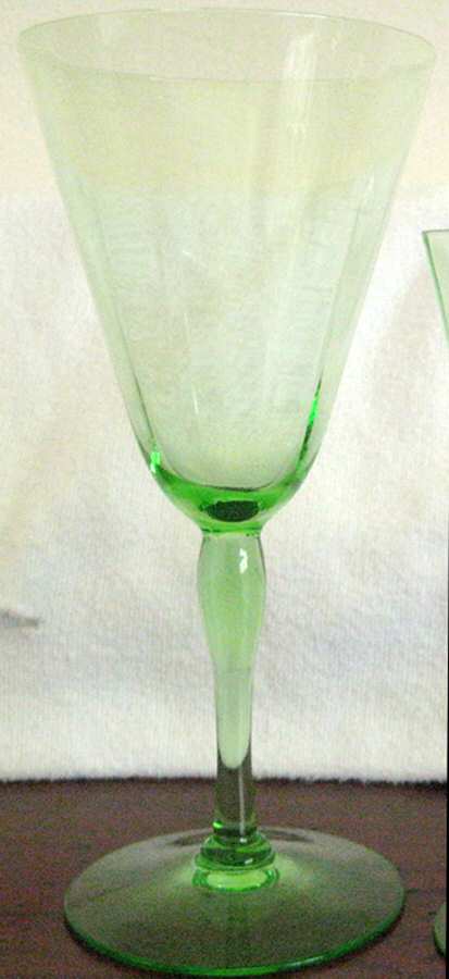 Heirloom Venetian Green Water Goblet by Morgantown-1