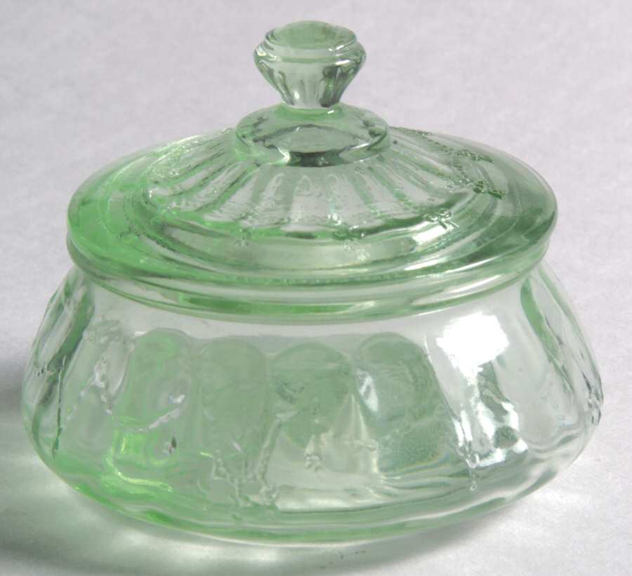 Jennifer Minatures Green Jam/Jelly & Lid by Mosser (Ohio)-1
