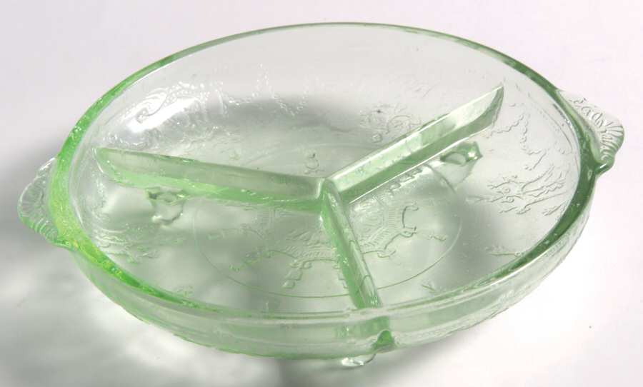 Jennifer Minatures Green 4" Round 3 Toed 3 Part Relish by Mosser (Ohio)-1