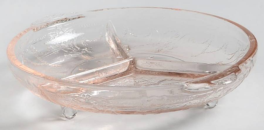 Jennifer Miniatures Pink 4" Oval 3 Part Relish by Mosser (Ohio)-1