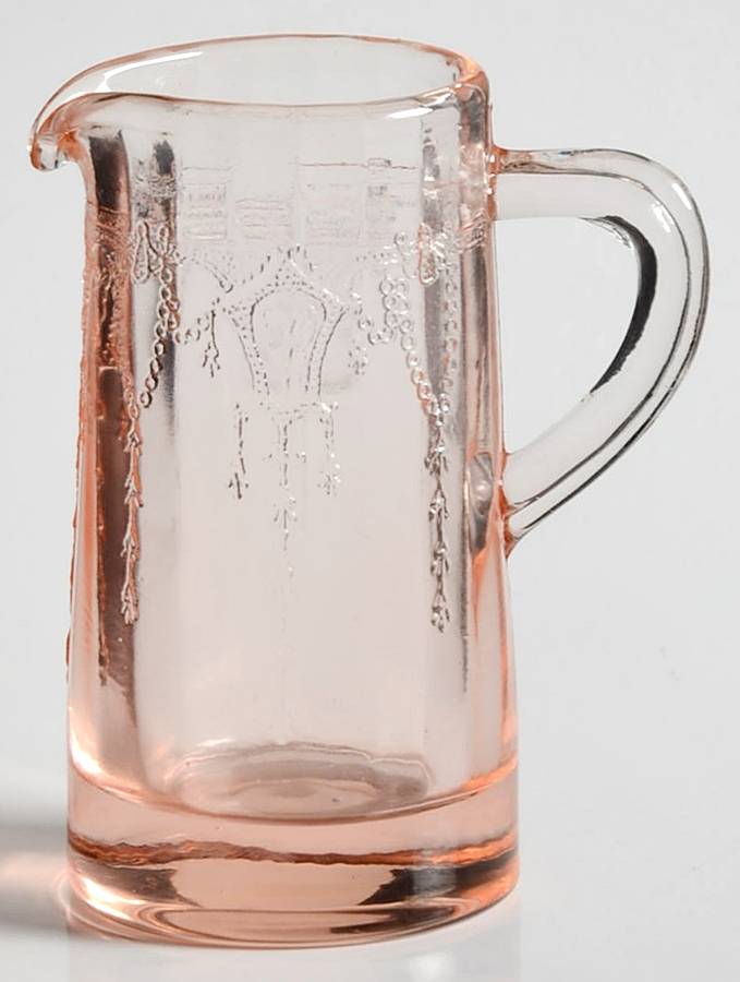 Jennifer Miniatures Pink Straight Side Pitcher by Mosser (Ohio)-1