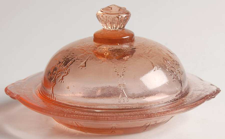 Jennifer Miniatures Pink Round Covered Butter by Mosser (Ohio)-1