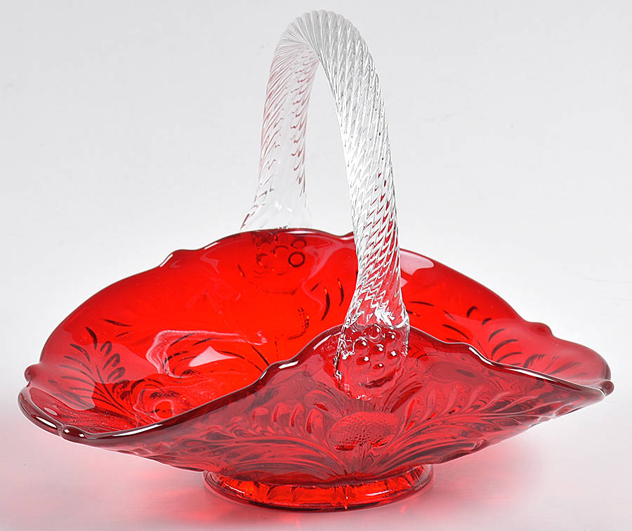 Inverted Thistle Ruby Red 5" Basket by Mosser (Ohio)-1