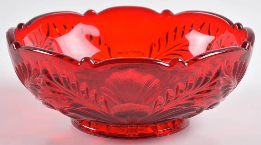 Inverted Thistle Ruby Red 5" Berry Bowl by Mosser (Ohio)-1