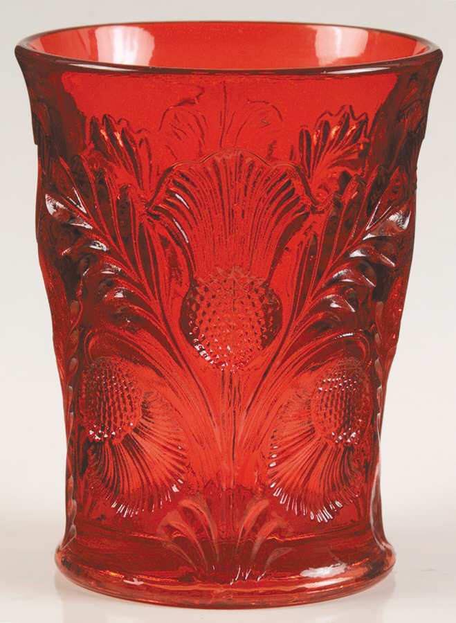 Inverted Thistle Ruby Red 8 Oz Flat Tumbler by Mosser (Ohio)-1