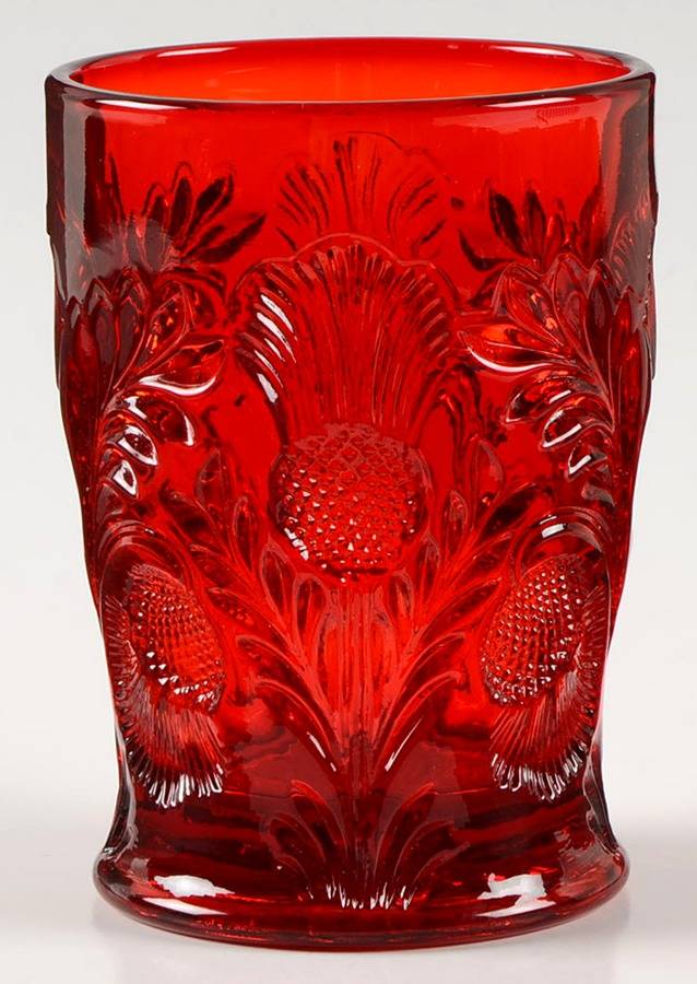 Inverted Thistle Ruby Red 8 Oz Flat Tumbler by Mosser (Ohio)-1