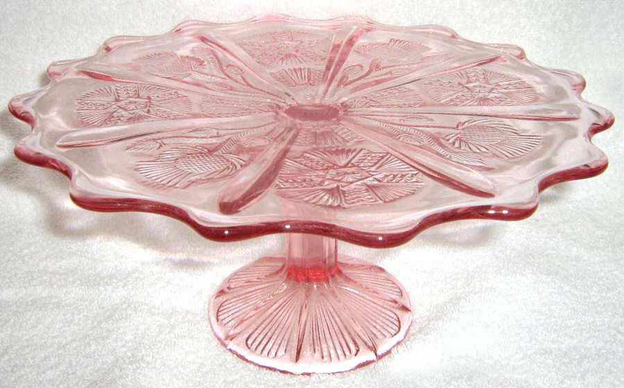 Inverted Thistle Cranberry Ice (Dark Pink) Round Cake Stand by Mosser (Ohio)-1