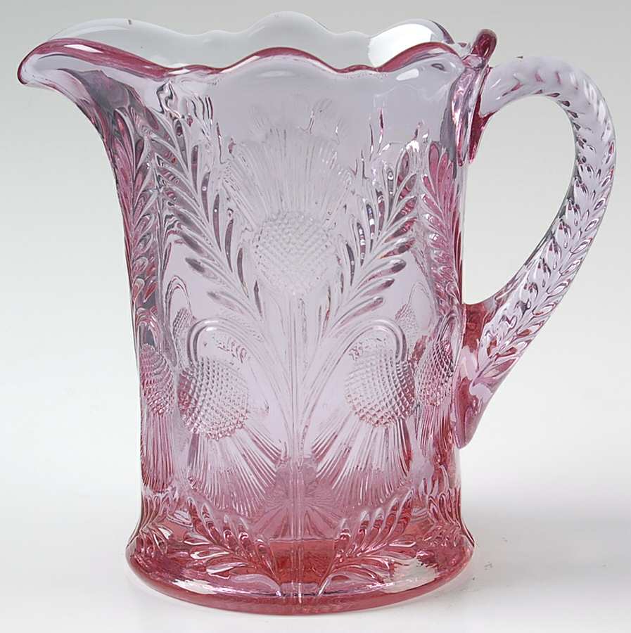 Inverted Thistle Cranberry Ice (Dark Pink) 26 Oz Pitcher by Mosser (Ohio)-1