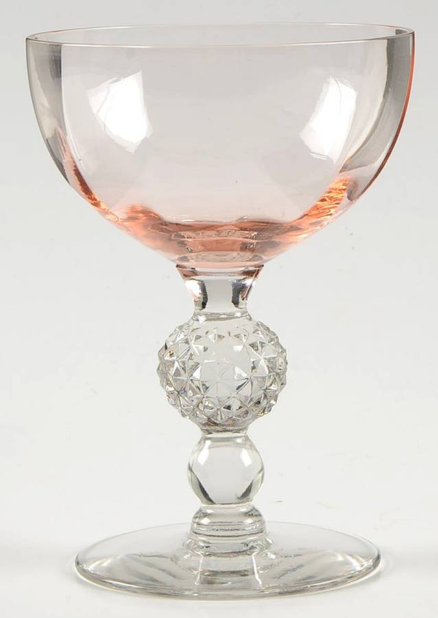 Golf Ball Peach (Optic, Clear Foot) Champagne/Tall Sherbet by Morgantown-1