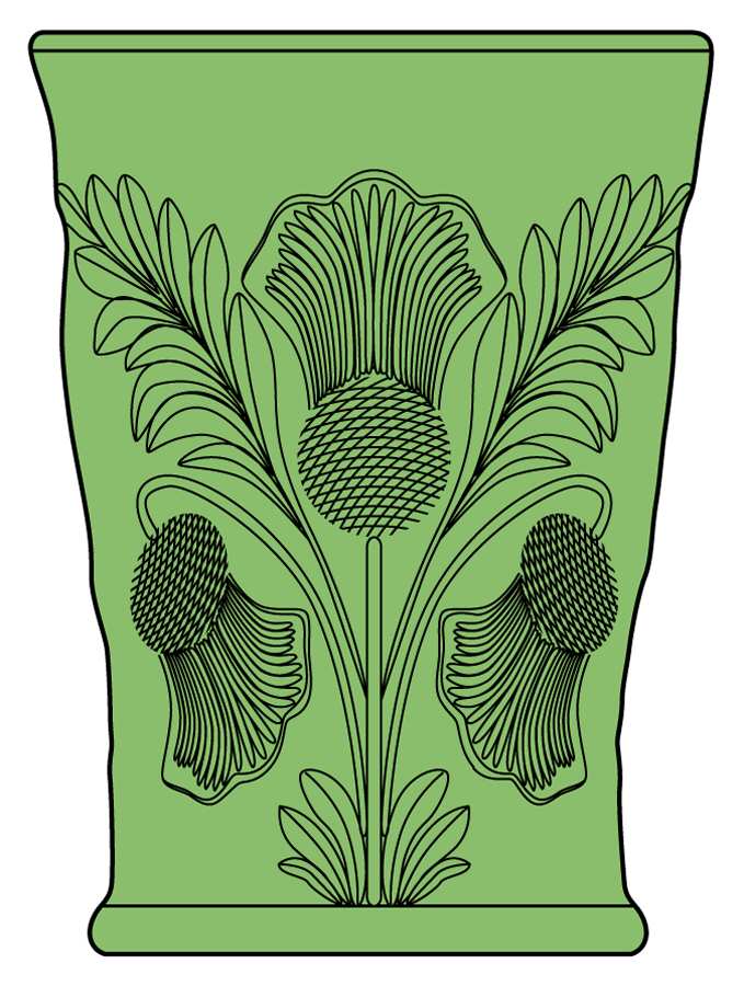 Inverted Thistle Emerald Green 8 Oz Flat Tumbler by Mosser (Ohio)-1
