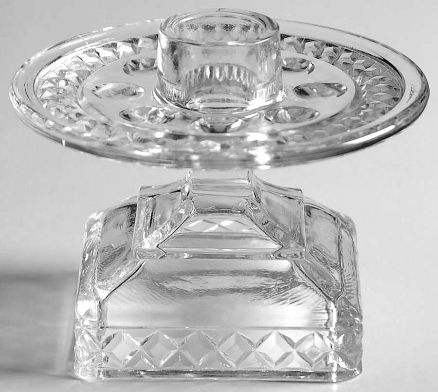 352 Clear Single Light Candlestick by Indiana Glass-1