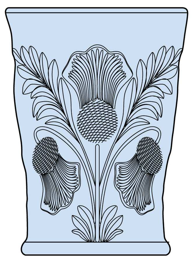 Inverted Thistle Blue 8 Oz Flat Tumbler by Mosser (Ohio)-1