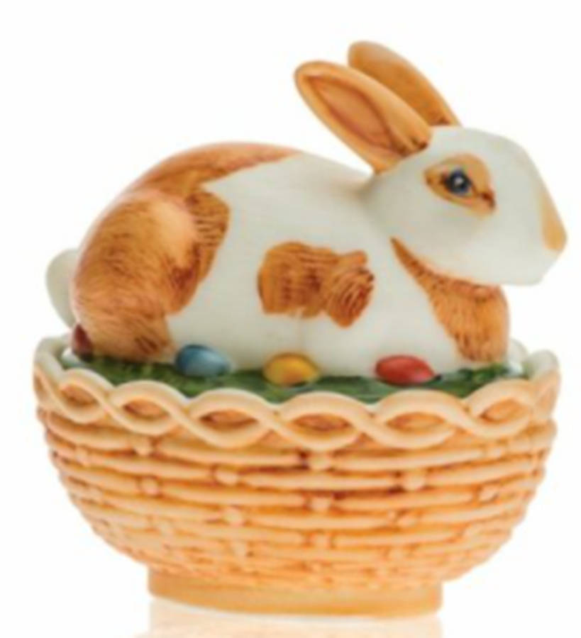 Animals & Figurines #412 Bunny on Basket by Mosser (Ohio)-1