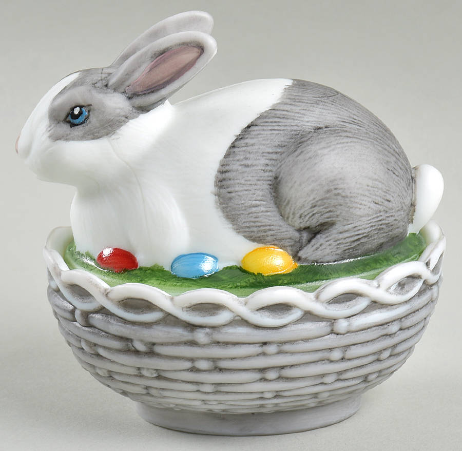 Animals & Figurines #412 Bunny on Basket by Mosser (Ohio)-1