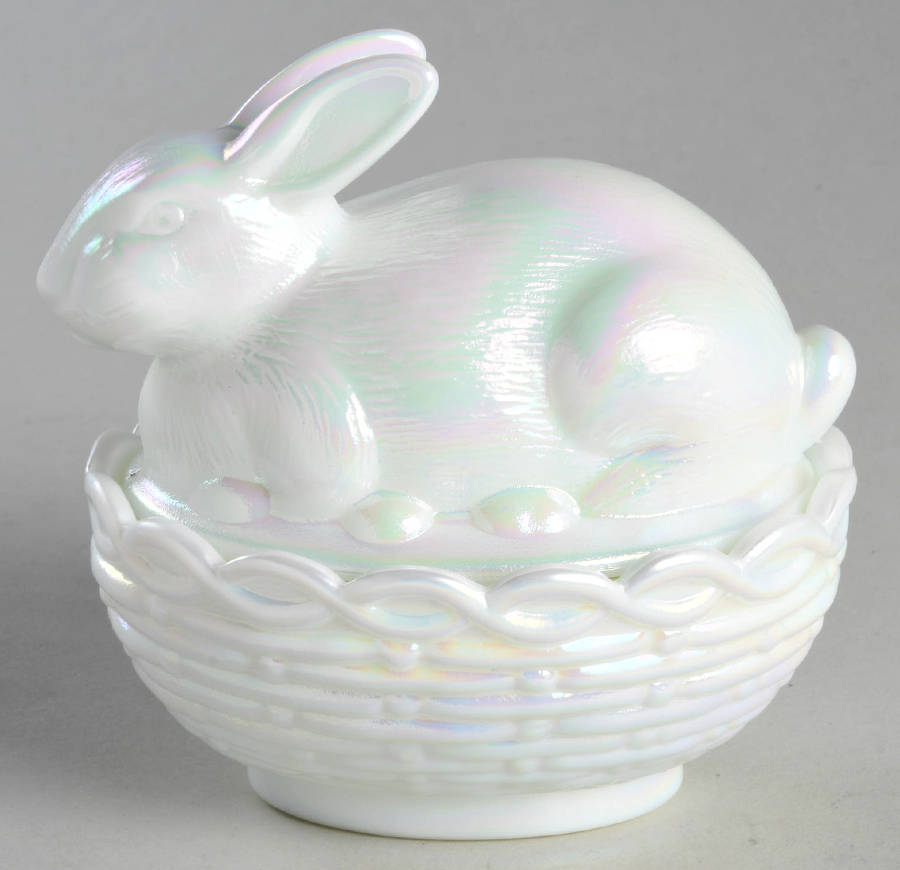 Animals & Figurines #412 Bunny on Basket by Mosser (Ohio)-1