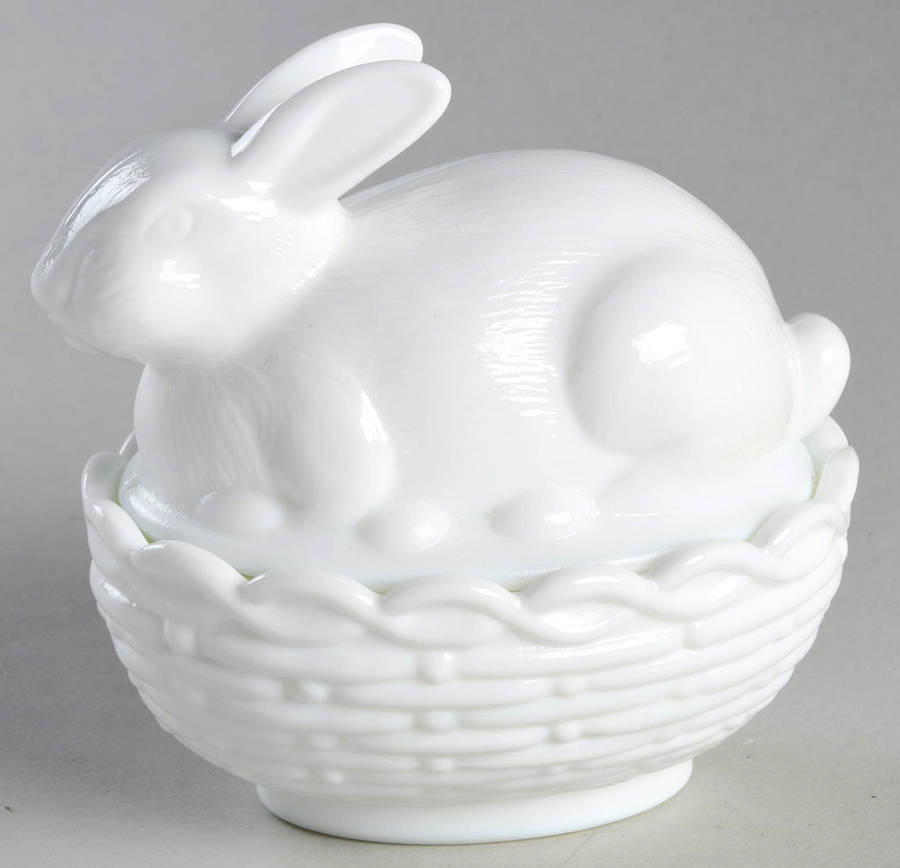 Animals & Figurines #412 Bunny on Basket by Mosser (Ohio)-1