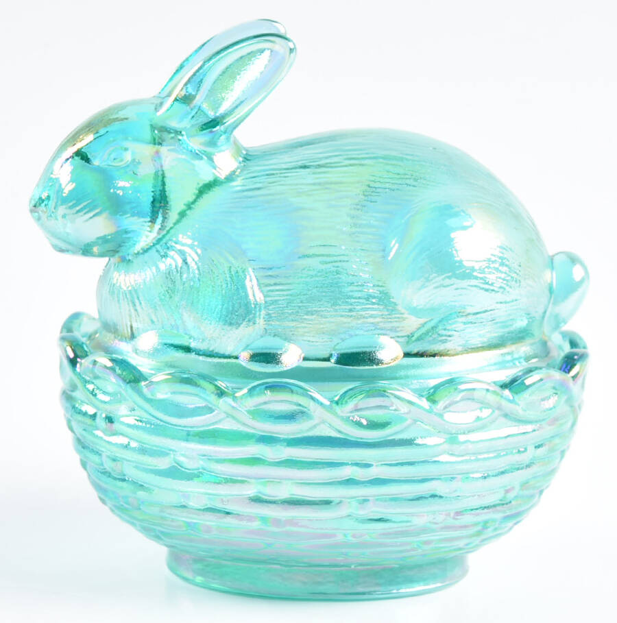 Animals & Figurines #412 Bunny on Basket by Mosser (Ohio)-1