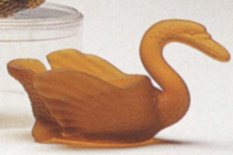 Animals & Figurines #118 Amber Frosted Swan by Mosser (Ohio)-1
