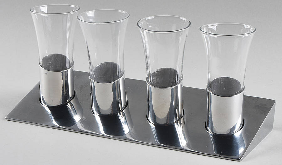 Axis Shot Glasse - Set of 4 & Metal Holder by Mikasa-1