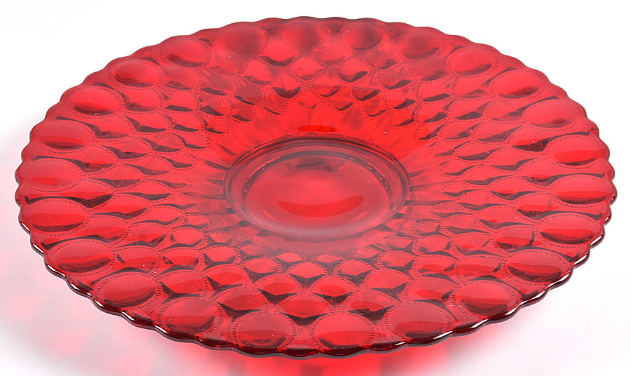 Elizabeth Red 13" Round Platter by Mosser (Ohio)-1