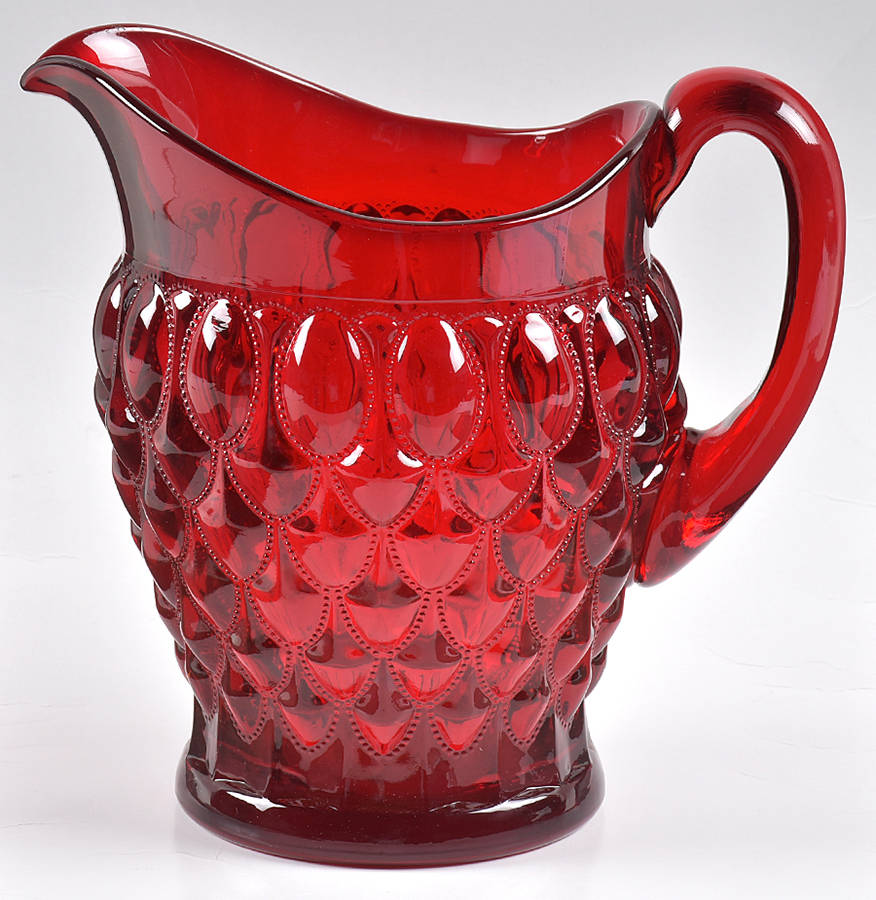 Elizabeth Red 64 Oz Pitcher by Mosser (Ohio)-1