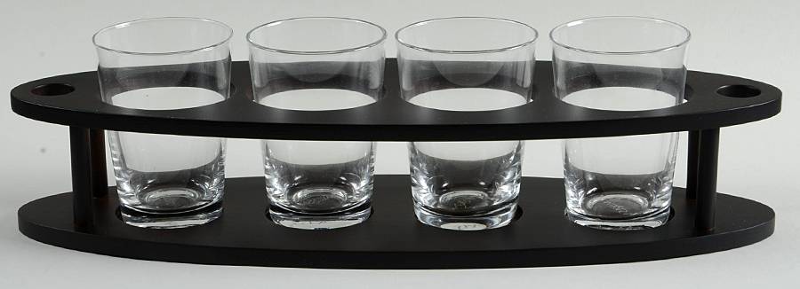 Brewmaster's Collection Beer Flight Set (4 6oz Beer Glasses & Wood Paddle) by Mikasa-1