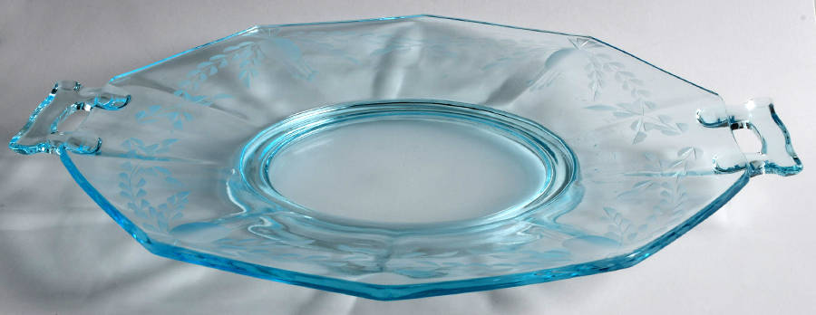 Christina-Aqua (Stem #7586) Handled Cake Plate by Morgantown-1