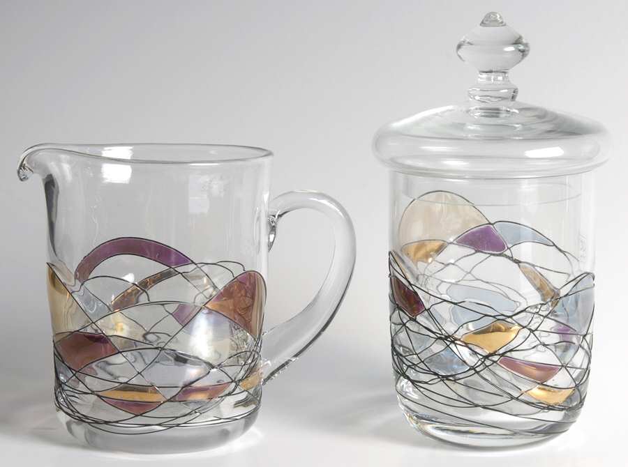 La Fleur Creamer and Sugar with Lid Set by Monarch Crystal-1