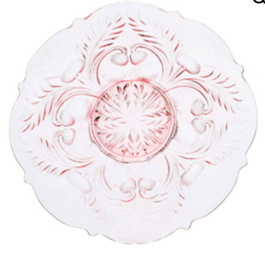 Inverted Thistle Light Pink (Rose) 12" Round Platter by Mosser (Ohio)-1