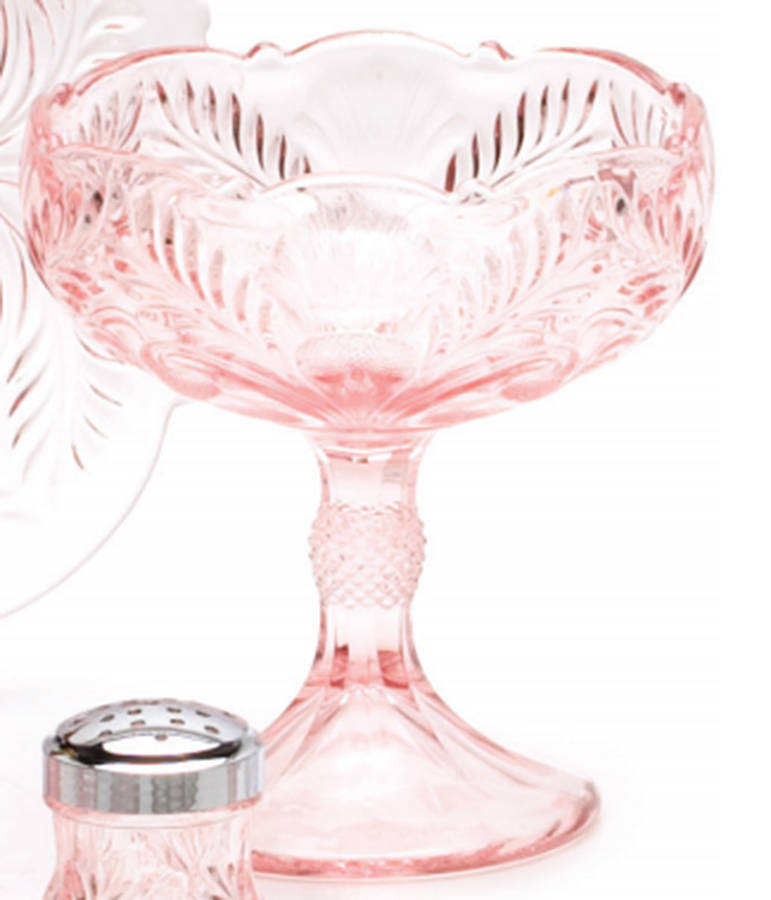 Inverted Thistle Light Pink (Rose) 8" Open Compote by Mosser (Ohio)-1
