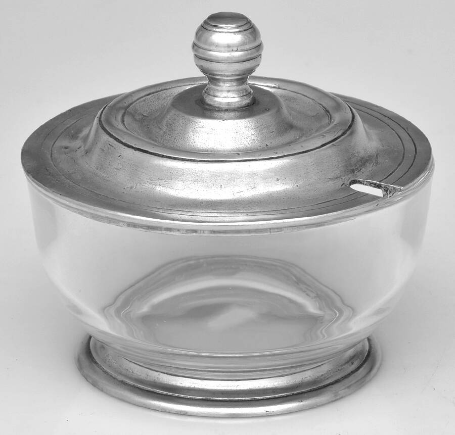 Classic (Crystal, Pewter) Sugar W/Metal Foot & Lid by Match Pewter-1