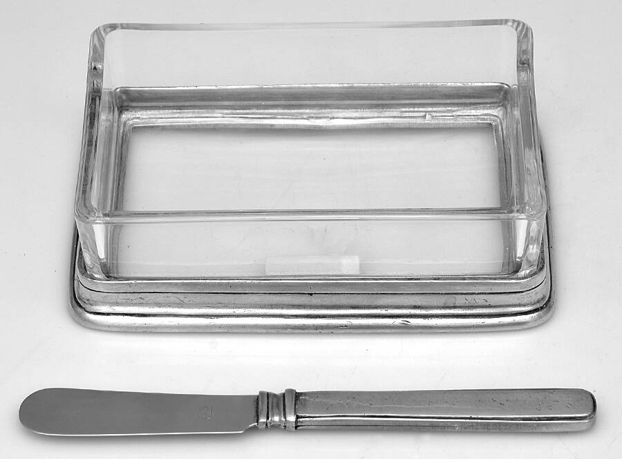 Classic (Crystal, Pewter) Butter Tray with 1 Spreader by Match Pewter-1