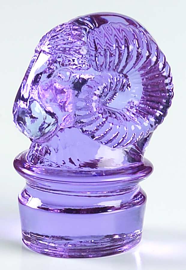 Heisey By Mosser Animals Stopper-Rams Head-Heatherbloom by Mosser (Ohio)-1