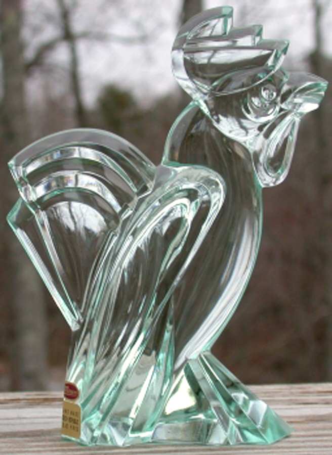 Animals & Figurines Beryl (Lt. Green) Rooster by Moser-1