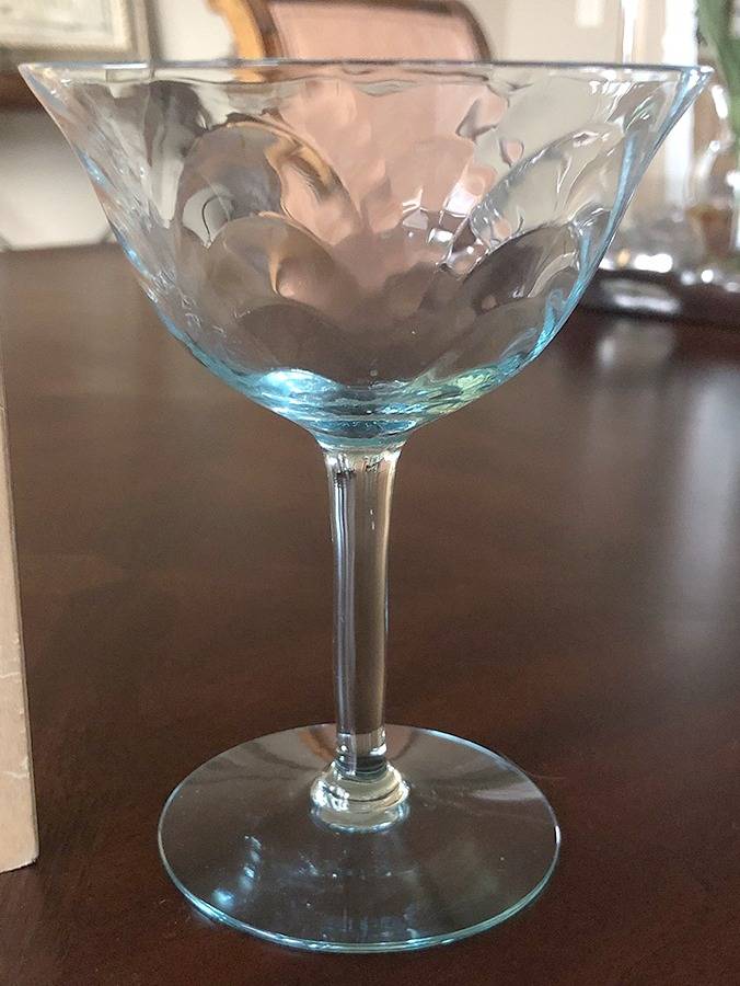 Palm Optic Aquamarine (Stem 7586) Champagne/Tall Sherbet by Morgantown-1