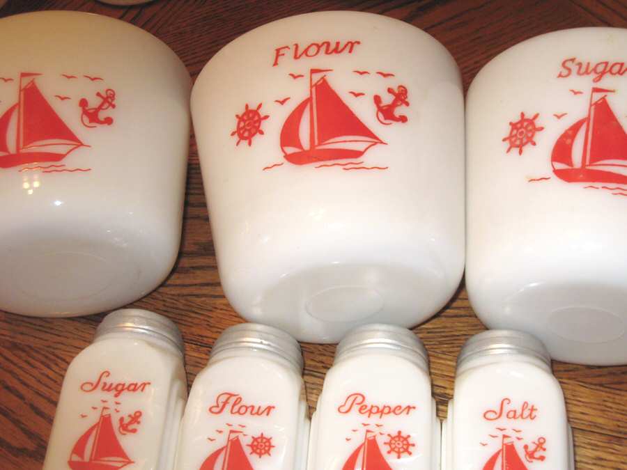 Ships Red Flour Canister No Lid by McKee-1